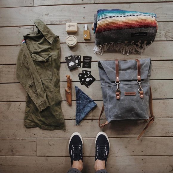 “The Scout” Backpack by Bradley Mountain waxed canvas and leather hiking pack - Picture 8 of 16